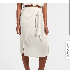 Express High Waisted Tie Front Midi Skirt swan small
